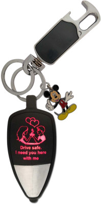 SHOKY LOOKS High quality couple Light reflection drive safe I need you here with me with mini mickey mouse and high quality hanging lock. Key Chain