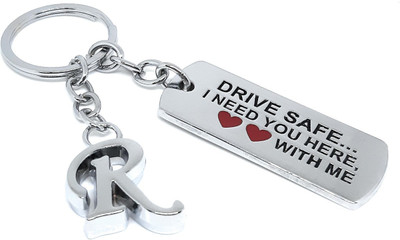 Aura Romantic Drive Safe Gift Keyring For Husband Boy Friend Him Papa Men Alphabet R Key Chain