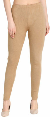 Kanna Fabric Ankle Length Winter Wear Legging(Beige, Solid)