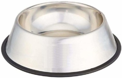 puphe Round Stainless Steel Pet Bowl(900 ml Silver)