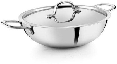 pnb kitchenmate Kadhai 26 cm diameter with Lid 3.25 L capacity(Stainless Steel, Aluminium, Non-stick, Induction Bottom)