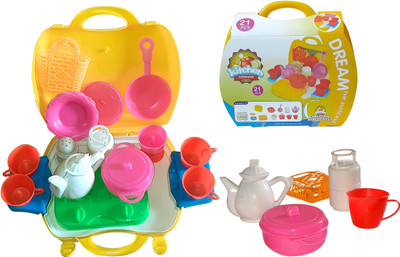 KiddyToo Kitchen Set for Kids Girls to Play | Toy of Kitchen Cooking Suitcase Set for Girls Kids