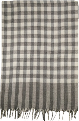 Kashmiri queen Wool Self Design Men, Women Shawl(Black, White)