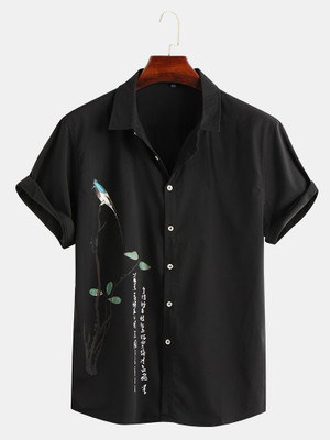 VG BROTHER Men Printed Casual Black Shirt