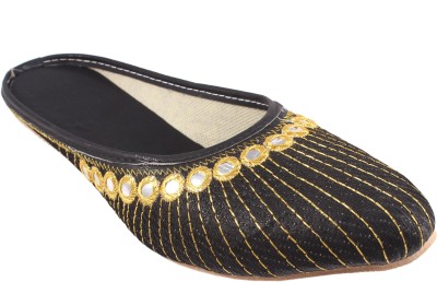 Beauty Walk Embroidery Juti Ethnic Mule For Women(Black , 9)