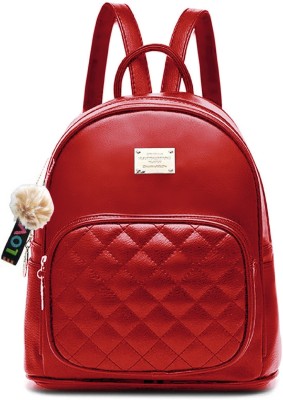 SAHAL FASHION LETTEST POMPPOM STYLE WOMEN & GIRLS PU LEATHER BACKPACK,SCHOOL BACKPACK,TRAVEL BAG TUTION BAG CASUAL BAG 10 L Backpack(Red)