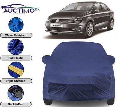 AUCTIMO Car Cover For Volkswagen Vento (With Mirror Pockets)(Blue)