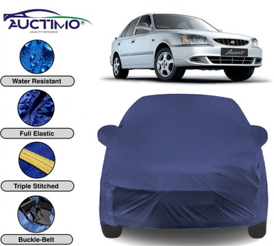 AUCTIMO Car Cover For Hyundai Accent (With Mirror Pockets)(Blue)