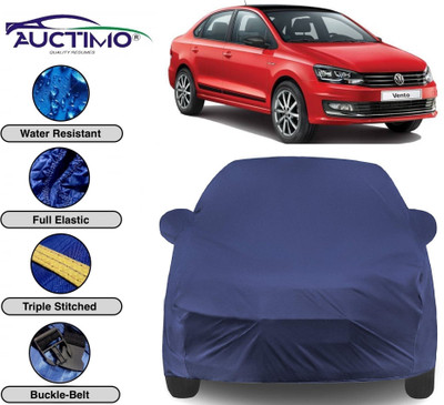 AUCTIMO Car Cover For Volkswagen Vento (With Mirror Pockets)(Blue)