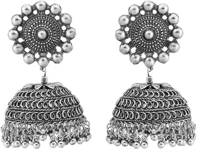 Happy Stoning Beautiful & Stylish Large Silver Jhumka Earrings German Silver Jhumki Earring