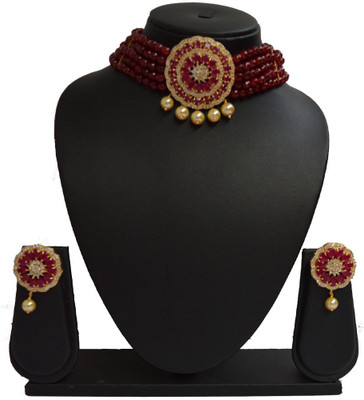 Sandhya Designer Studio Stone Red, Silver Jewellery Set(Pack of 1)