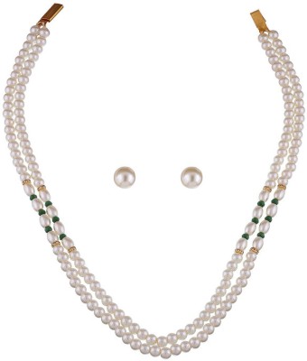 Vishaka pearls jewellers Alloy White, Green Jewellery Set(Pack of 1)