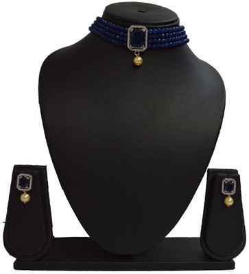 Sandhya Designer Studio Stone Blue Jewellery Set(Pack of 1)