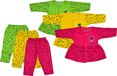 Shyamcollections Baby Girls Party(Festive) Top Pyjama(Multicolor)