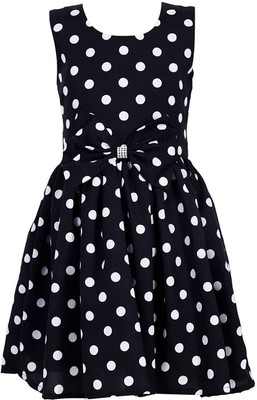 Naz Mannat fashion Girls Midi/Knee Length Casual Dress(Black, Sleeveless)