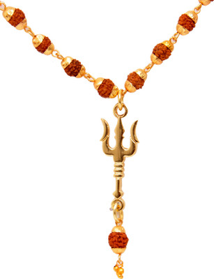 familyfashion Mahakal Mahadev Astonish Rudraksha Mala With Shiv Trishul Gold-plated Alloy Locket