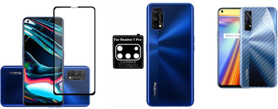 Backlund Front and Back Screen Guard for Realme 7 pro Tempered Glass,Carbon Fiber Back Sticker and Camera Glass(Pack of 2)