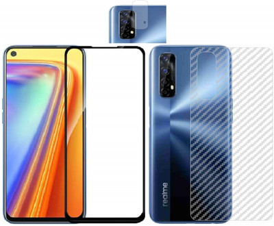 Backlund Front and Back Screen Guard for REALME 7 Tempered Glass,Carbon Fiber Back Sticker and Camera Glass(Pack of 2)