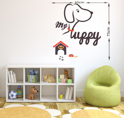 fuzzy 70 cm dog Self Adhesive Sticker(Pack of 1)