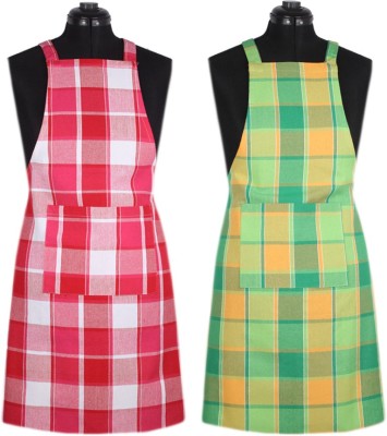 New Ladies Zone Cotton Home Use Apron - Free Size(Orange, Pack of 2)