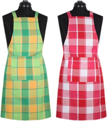 SBN Newlifestyle Cotton Home Use Apron - Free Size(Green, Red, White, Pack of 2)