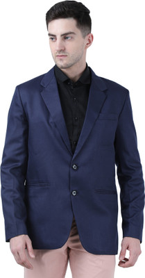 AD & AV Solid Single Breasted Formal Men Blazer(Blue)