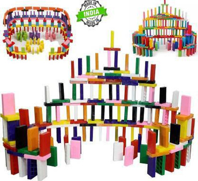 JUBLYN Wooden dominoes blocks 10 Colours pack of 100(Multicolor)