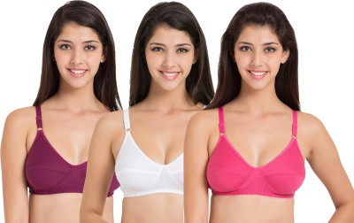 CHILEELIFE Women Full Coverage Non Padded Bra(Maroon, White, Pink, Pink)