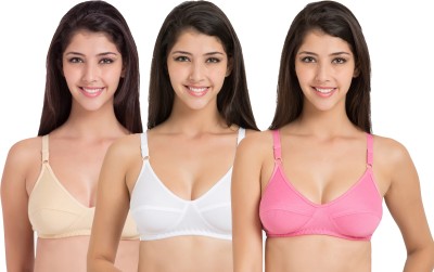 CHILEELIFE Women Bralette Non Padded Bra(Beige, White, Pink)