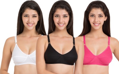 CHILEELIFE Women T-Shirt Non Padded Bra(White, Black, Pink, Pink)