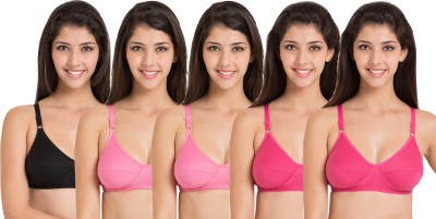 CHILEELIFE Women T-Shirt Non Padded Bra(Black, Pink, Pink, Pink, Pink)