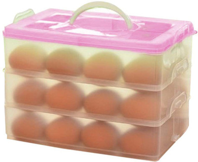 PAVITYAKSH Plastic Egg Container  - 3 dozen(Pink)