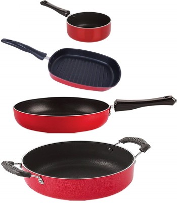 NIRLON FP12_SP(M)_GP22.5_CS24 Non-Stick Coated Cookware Set(PTFE (Non-stick), Aluminium, 4 - Piece)