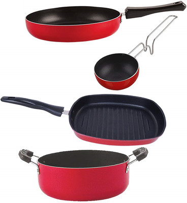 NIRLON FP12_VG_GP24.5_CS24 Non-Stick Coated Cookware Set(PTFE (Non-stick), Aluminium, 4 - Piece)