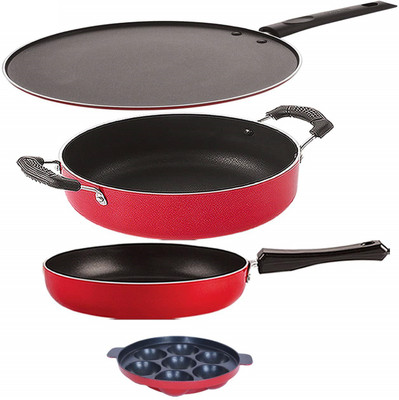 NIRLON FP12_ST11_AP7_CS24 Non-Stick Coated Cookware Set(PTFE (Non-stick), Aluminium, 4 - Piece)