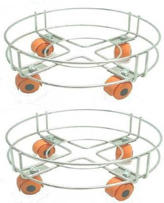 Freekers Stainless Steel Cylinder Trolley Movable with Wheels/LPG Cylinder Stand/Gas Trolly Gas Cylinder Trolley Gas Cylinder Trolley(Silver)