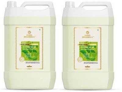 khadi ORGANIQUE Hand Wash Advanced Lemon &amp; Organic Neem Anti Bacterial Hand Wash For Best Ever Protection |Cleanses|Moisturises Dermatologically Tested Hand Wash Can Pack of 2 (10 L) Hand Wash Can  (2 x 5 L)