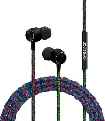 CROSSLOOP PRO Series Braided Tangle Free Designer Earphone with Metallic Driver for Extra Bass, in-Line Mic & Multi-Functional Remote with Voice Command Support, 3.5mm Universal Jack Wired Headset(Blue, In the Ear)