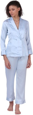 PRETTY LOVING THING Women Solid Light Blue Shirt & Pyjama set