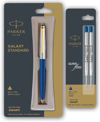 PARKER Galaxy Standard Ball Pen with Gold Trim and Two Flow. Ball Pen(Ink Color - Blue)