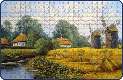 Webby Old Village Painting Wooden Jigsaw Puzzle, 500 pieces(500 Pieces)