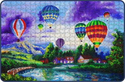 Webby Colourful Hot Air Balloons Painting Wooden Jigsaw Puzzle, 500 pieces(500 Pieces)