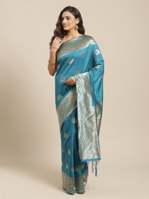 Ratnavati Woven Banarasi Silk Blend Saree(Light Blue)