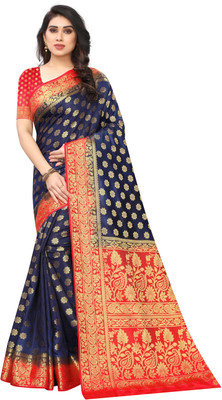 DHRUVIL TEXTILES Woven Bollywood Cotton Silk Saree(Multicolor)