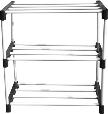 Flipkart Perfect Homes Studio 3 Layer Metal Shoe RACK Metal Collapsible Shoe Stand(White, Black, 3 Shelves, DIY(Do-It-Yourself))