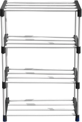 Flipkart Perfect Homes Studio 4 Layer Metal Shoe RACK Metal Collapsible Shoe Stand(White, Black, 4 Shelves, DIY(Do-It-Yourself))