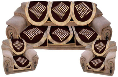 Shivkirpa Cotton 3+2 Seater Sofa Abstract Cover(Pack of 6 Brown)