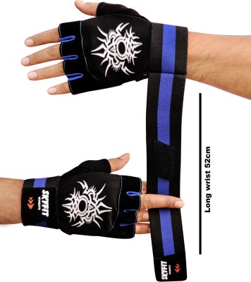 SKYFIT Super Dryfit Gym Sports Gloves For Men And Women With wrist support Gym & Fitness Gloves(Blue)