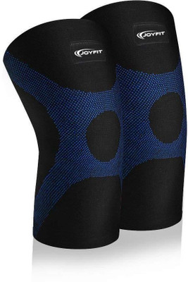 Joyfit Knee Compression Sleeve Pair Knee Support(Black, Blue)