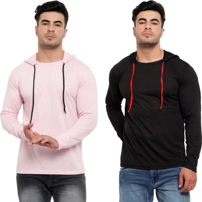 Jaskart Solid Men Hooded Neck Multicolor T-Shirt